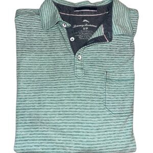 Tommy Bahama Light Green Striped Polo